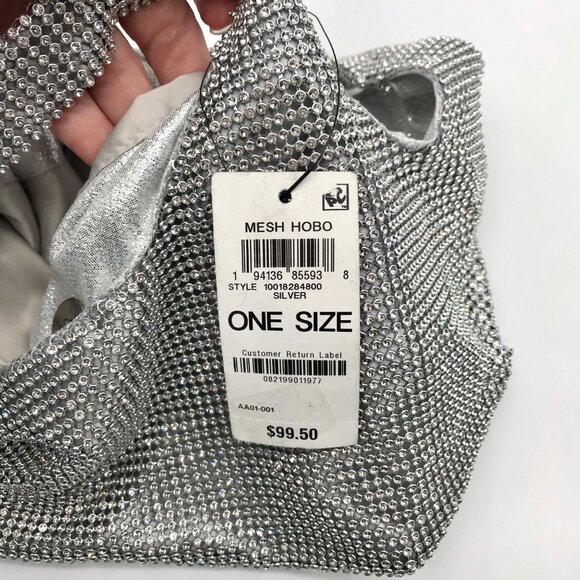 I.N.C. International Concepts Silver Mesh Crystal Hobo Bag - Picture 11 of 12